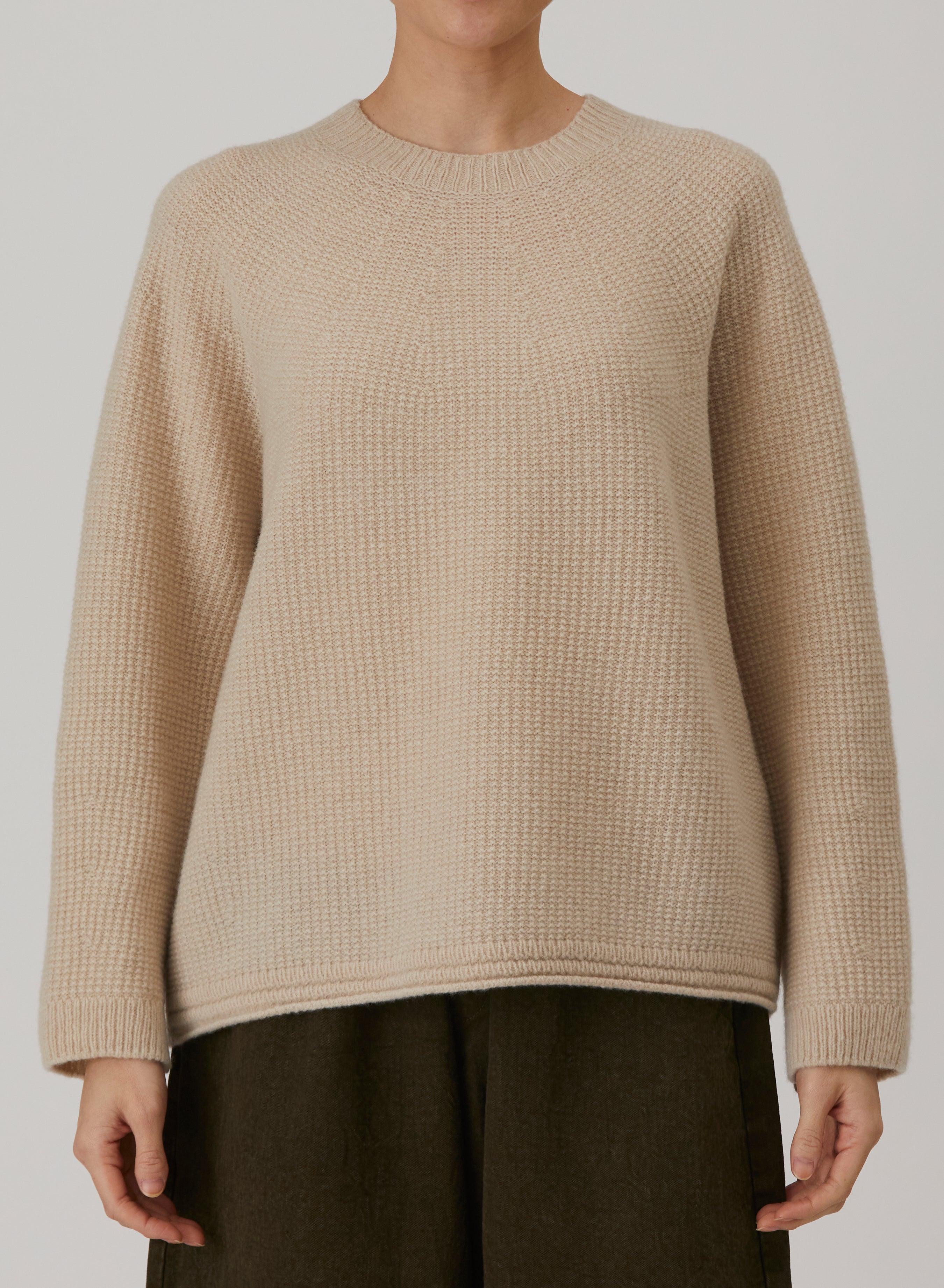 pas de calais | Cashmere Blend Lambs Wool Patterned Knit Crewneck Pullover