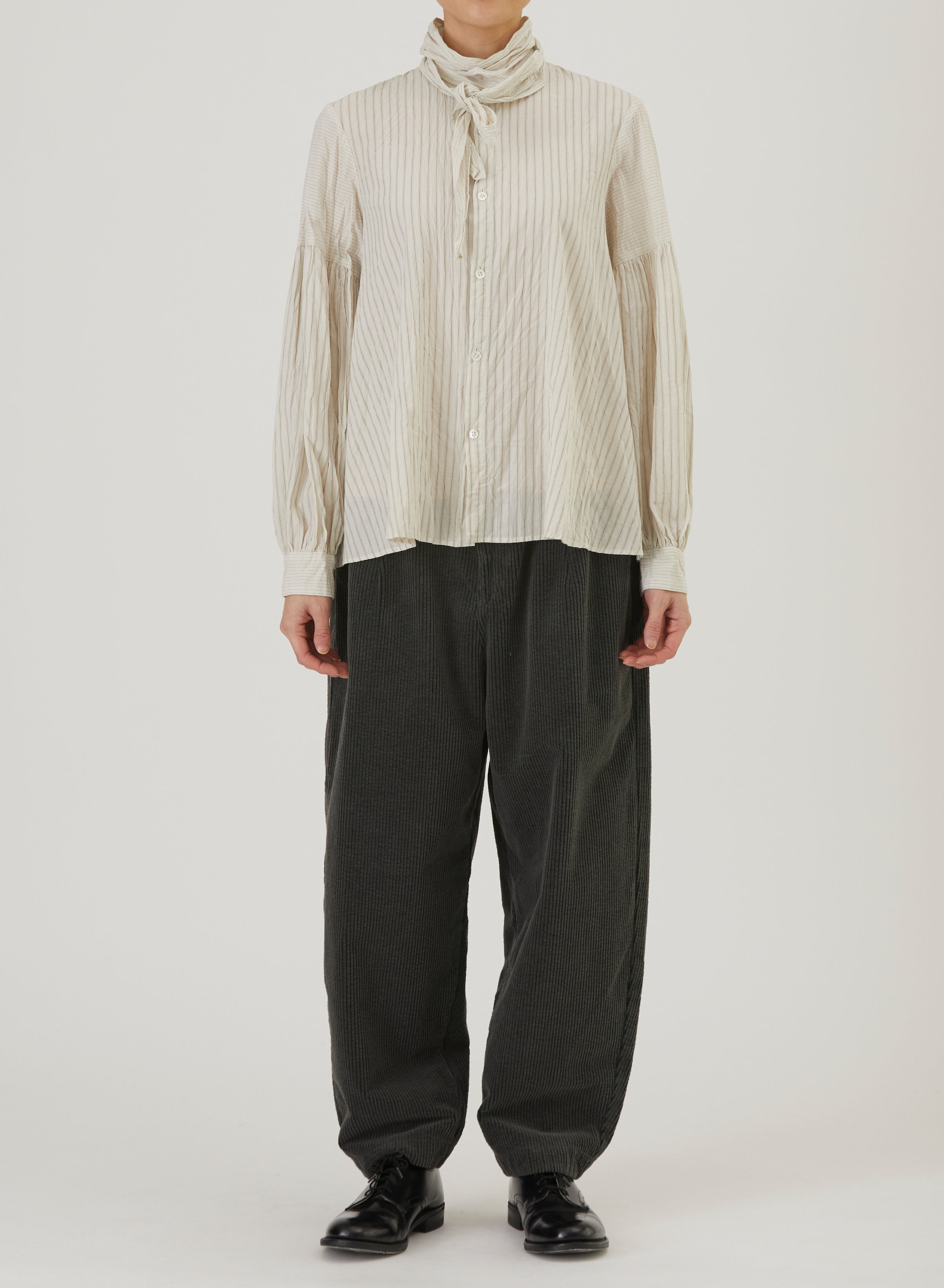 pas de calais | Organic Cotton Dobby Stripe Bow Tie Blouse