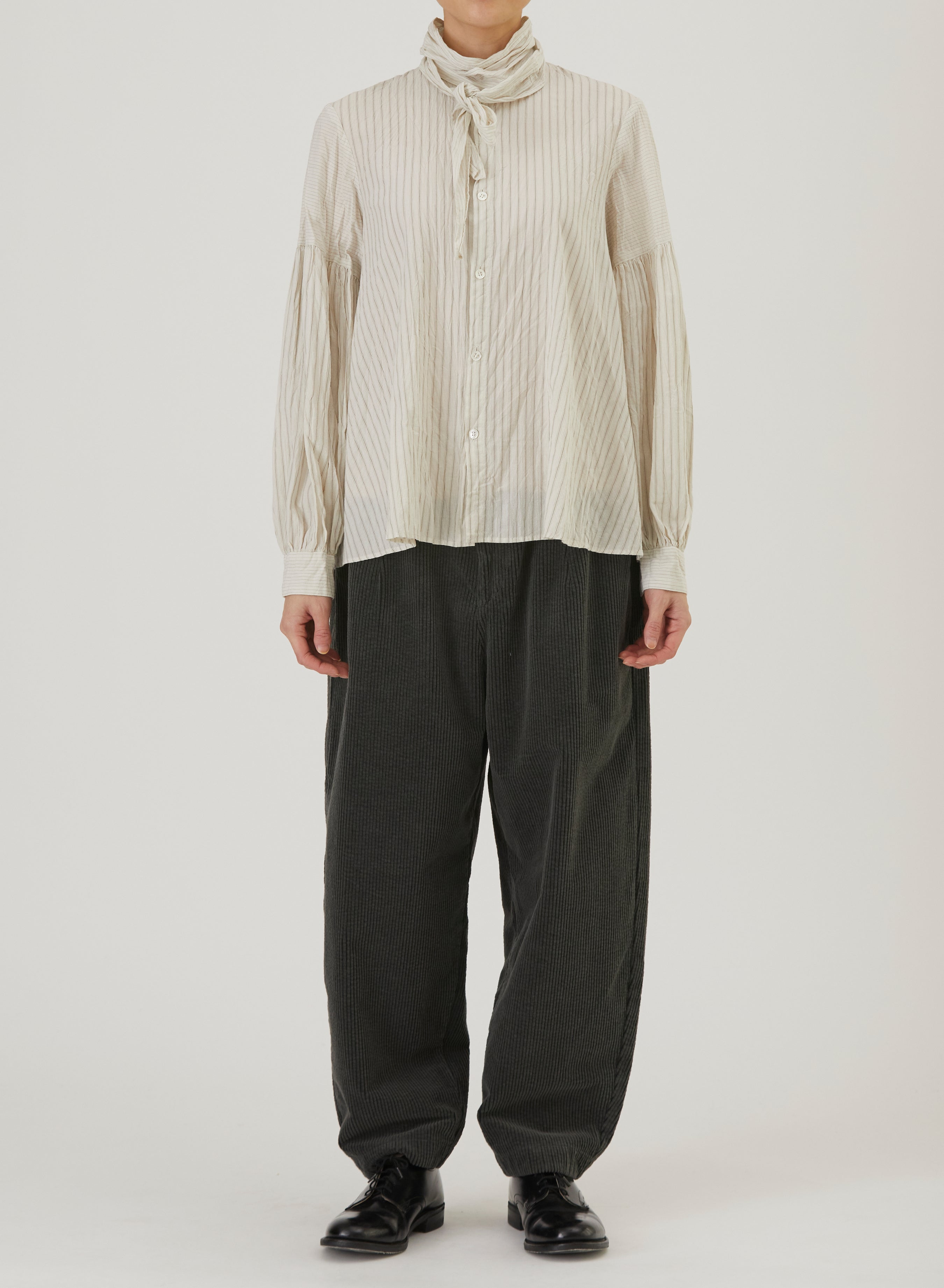 pas de calais | Organic Cotton Dobby Stripe Bow Tie Blouse