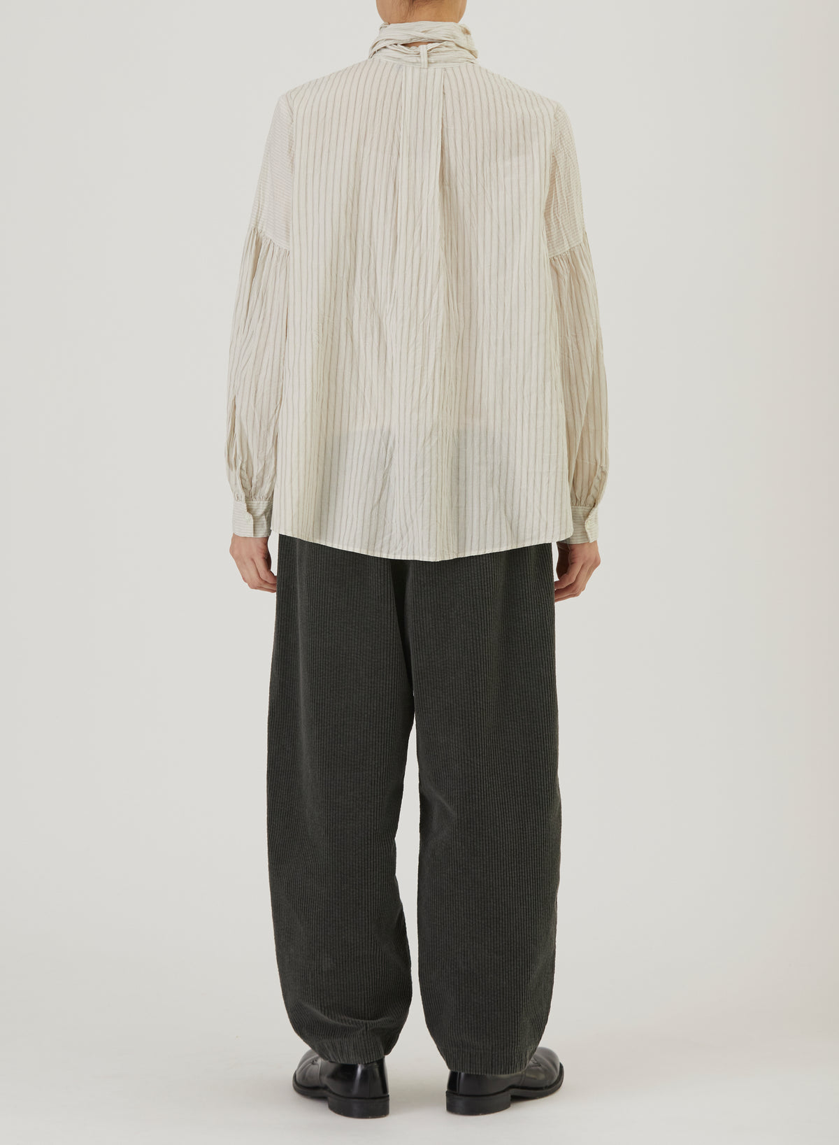 pas de calais | Organic Cotton Dobby Stripe Bow Tie Blouse