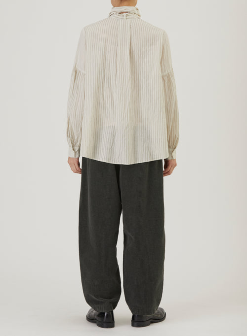 pas de calais | Organic Cotton Dobby Stripe Bow Tie Blouse