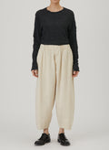 pas de calais | Natural Brushed Linen Cotton Twill Relaxed Pants