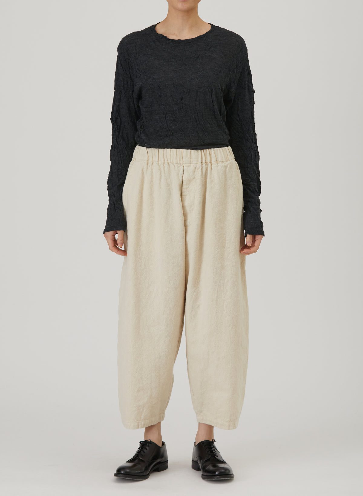 pas de calais | Natural Brushed Linen Cotton Twill Relaxed Pants