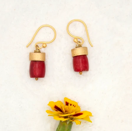 River Song | Antique Red Coral Lantern Earrings