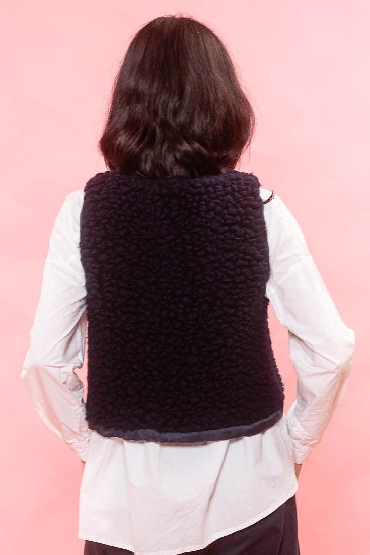 sula |  Wrap Tie Vest Big Fluffy with Silk Cotton Satin Lining