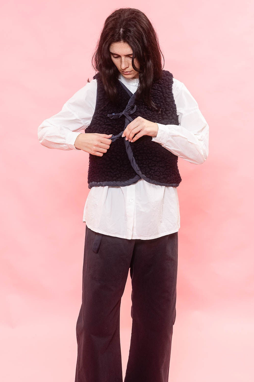 sula |  Wrap Tie Vest Big Fluffy with Silk Cotton Satin Lining
