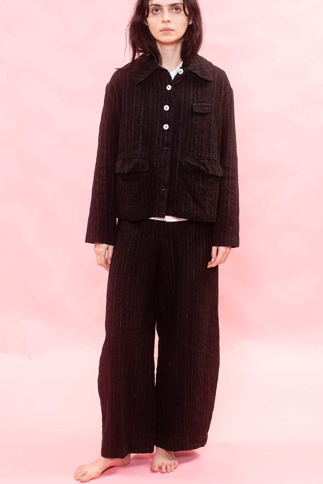 sula | Tailored Line Pants Black Stripe