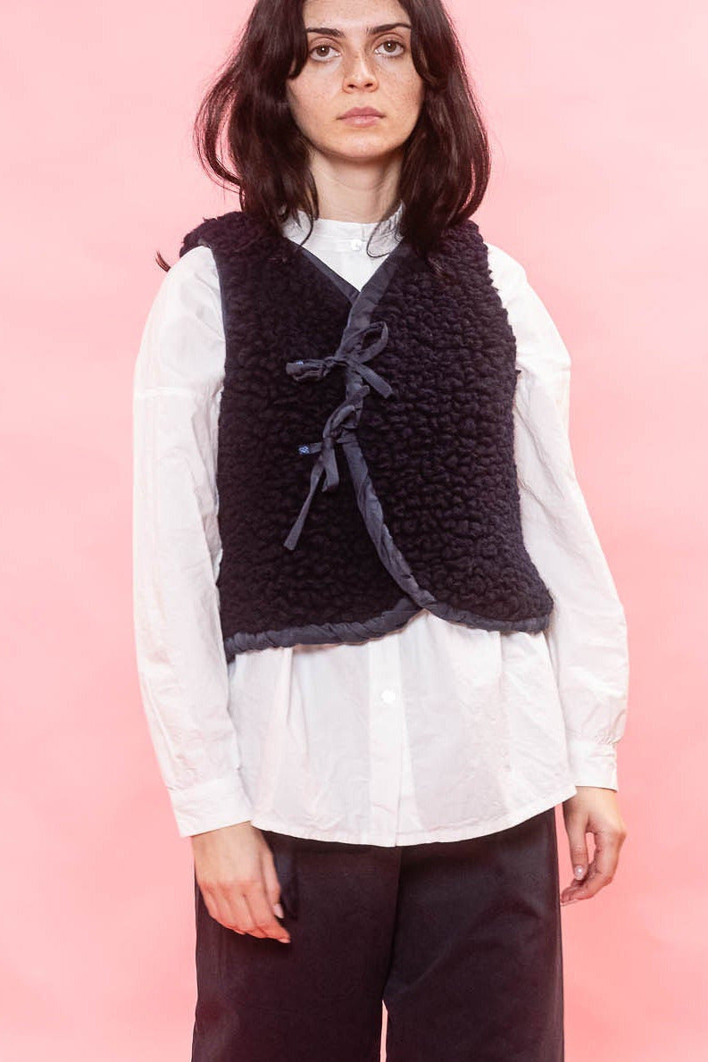 sula |  Wrap Tie Vest Big Fluffy with Silk Cotton Satin Lining
